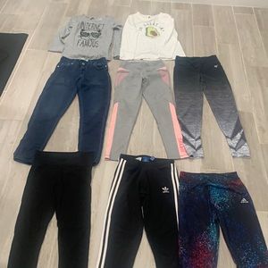 2 tops, 1 jeans and 5 leggings